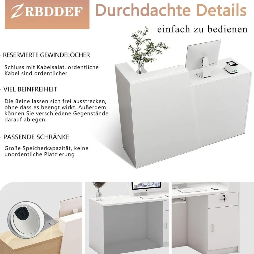 Zrbddef Empfangstheke mit Schublade und Ablagefächern - Moderner Kassentisch