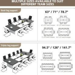 Zrbddef Konferenztisch Büro 240x100x74cm, Moderner Besprechungstisch mit 2,5 cm
