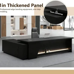 Zrbddef Moderner L-förmiger Schreibtisch mit Stauraum, 200x80x75 cm