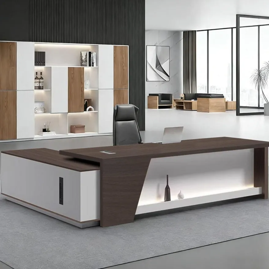 Zrbddef Moderner L-förmiger Schreibtisch mit Stauraum, 200x80x75 cm