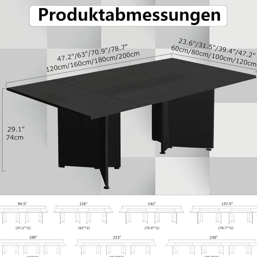 Zrbddef Modularer Konferenztisch erweiterbar, 540 cm, Dark Brown