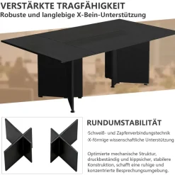Zrbddef Modularer Konferenztisch erweiterbar, Besprechungstisch für 4-12