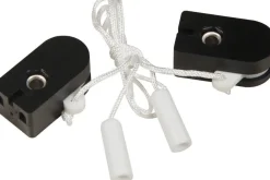 Zugschalter schwarz mit weißer Schnur und Kegel, 2 A, 250 V , als Ersatz für Lampen