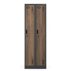 Zweifach-PERSONALSCHRANK in Anthrazit / Nussbaum: Eco Design 600 x 1800 x 500 mm