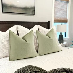 ZWJD Salbei Grün Kissenbezug 55x55 2er Set Chenille Kissenbezüge Sofakissen mit