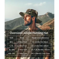 Zylioo XXL-3XL Safari Sonnenhut für großen Kopf, Camo Boonie Hat mit breiter