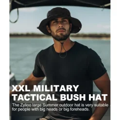 Zylioo XXL-3XL Safari Sonnenhut für großen Kopf, Camo Boonie Hat mit breiter