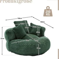 Zyloyal10 Lazy Sofa Lounger mit 3 Kissen, hoher Rücken, für Erwachsene
