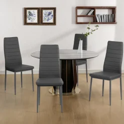 Zzinoke Esszimmerstühle 8er Set, SGS-geprüft, Hohe Rückenlehne in Lederoptik